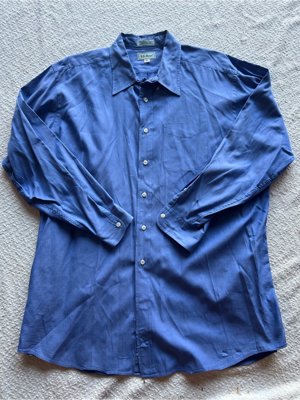 L.L. Bean Vintage Blue 100% Cotton Button Down Shirt - Size 18/34
